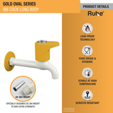 Gold Oval PTMT Bib Cock Long Body Faucet details