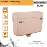 Pink Flushing Cistern (9 Ltr) features