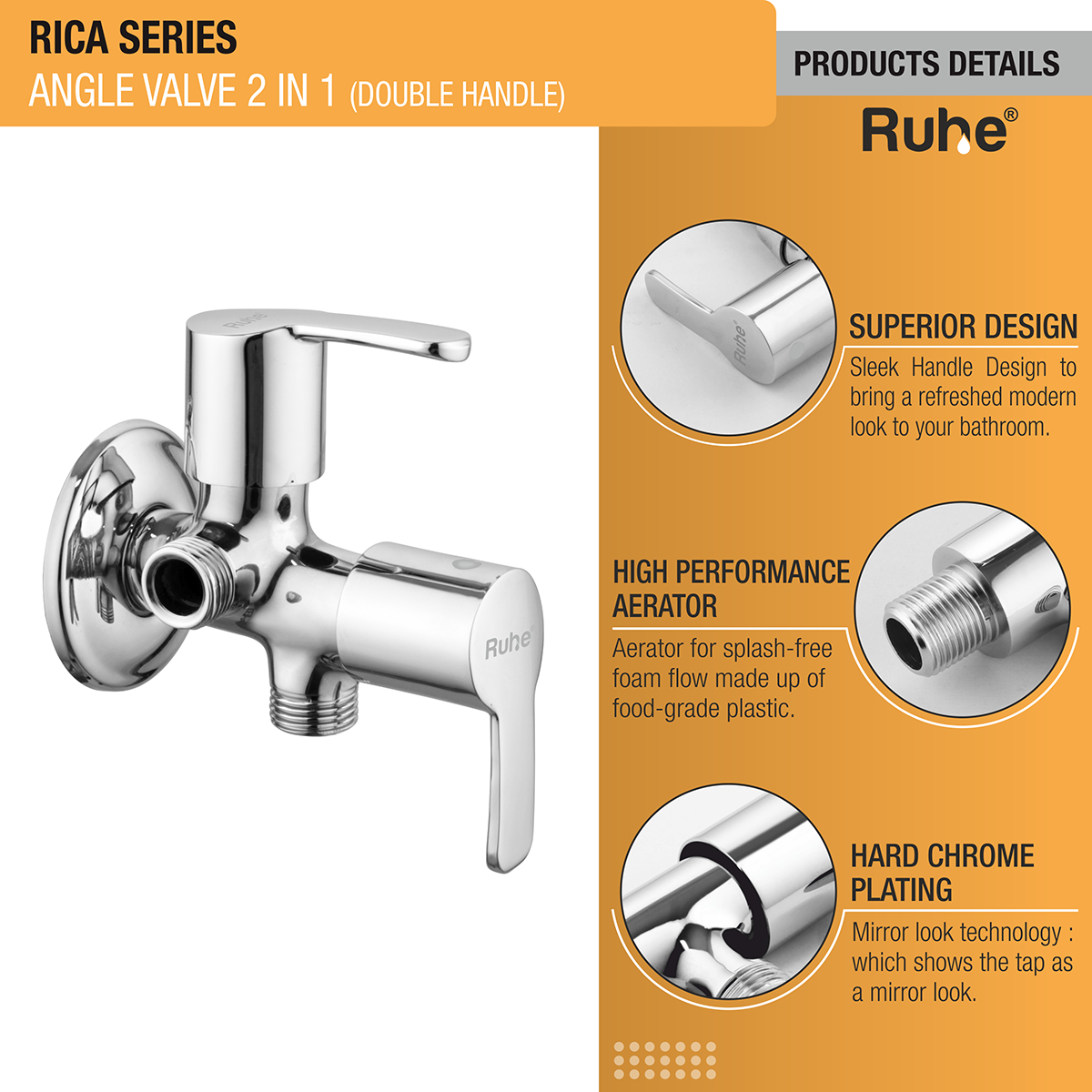 Rica Two Way Angle Valve (Double Handle) - by Ruhe®