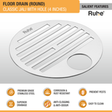Classic Round Jali Floor Drain (4 inches) with Hole (Pack of 2) features