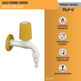 Gold Round PTMT Nozzle Bib Cock Faucet details