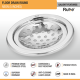 Neon Round Floor Drain (5 Inches) (Pack of 2) - by Ruhe®