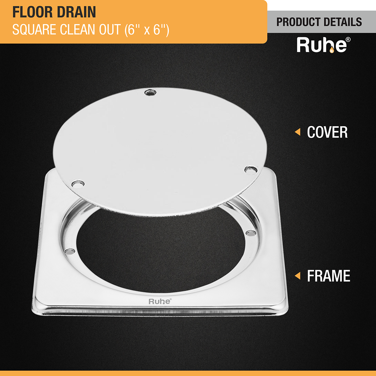 Square Clean Out with Collar Floor Drain (6 x 6 inches) product details