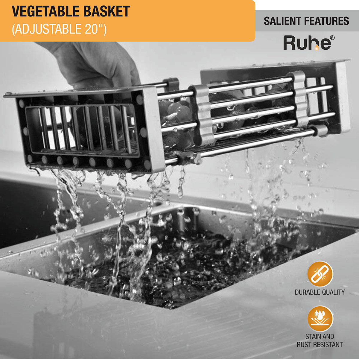 Adjustable Vegetable Basket/Strainer (20 Inches) - by Ruhe