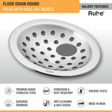 Polka Round Floor Drain (4½ inches) with Hole (Pack of 4) - by Ruhe®