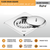 Saturn Classic Jali Square Floor Drain (6 x 6 Inches) with Lid features