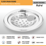 Neon Round with Collar Floor Drain (5 Inches) with Hole (Pack of 2) - by Ruhe®