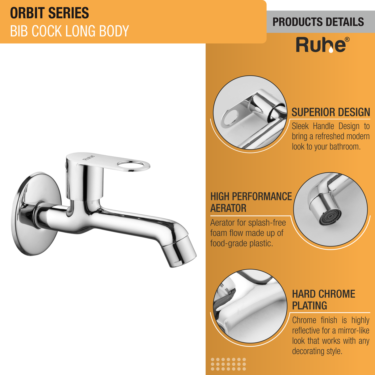 Orbit Bib Tap Long Body Brass Faucet product details