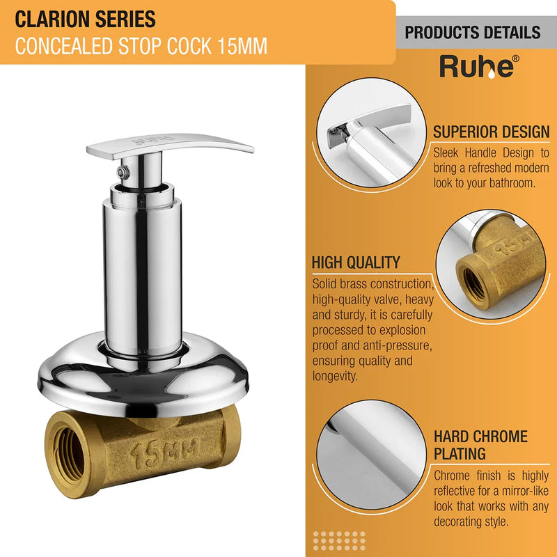 Clarion Concealed Stop Valve Brass Faucet (15mm)- by Ruhe