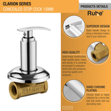 Clarion Concealed Stop Valve Brass Faucet (15mm) product details with high quality, design, chrome plated