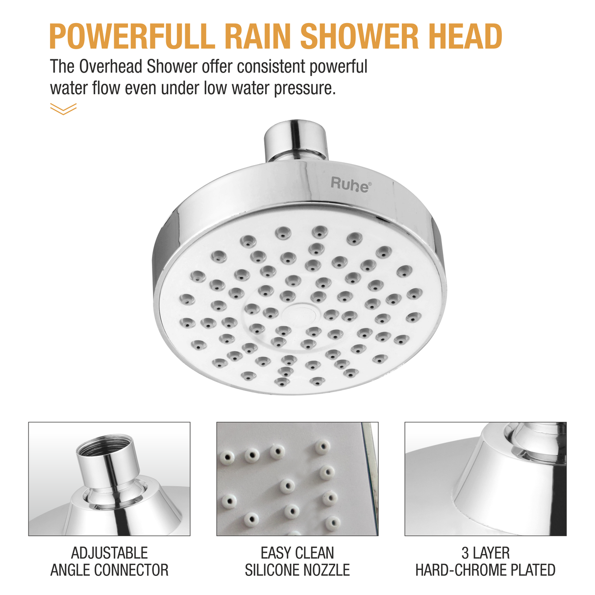 Velocity Overhead Shower (4 Inches) features