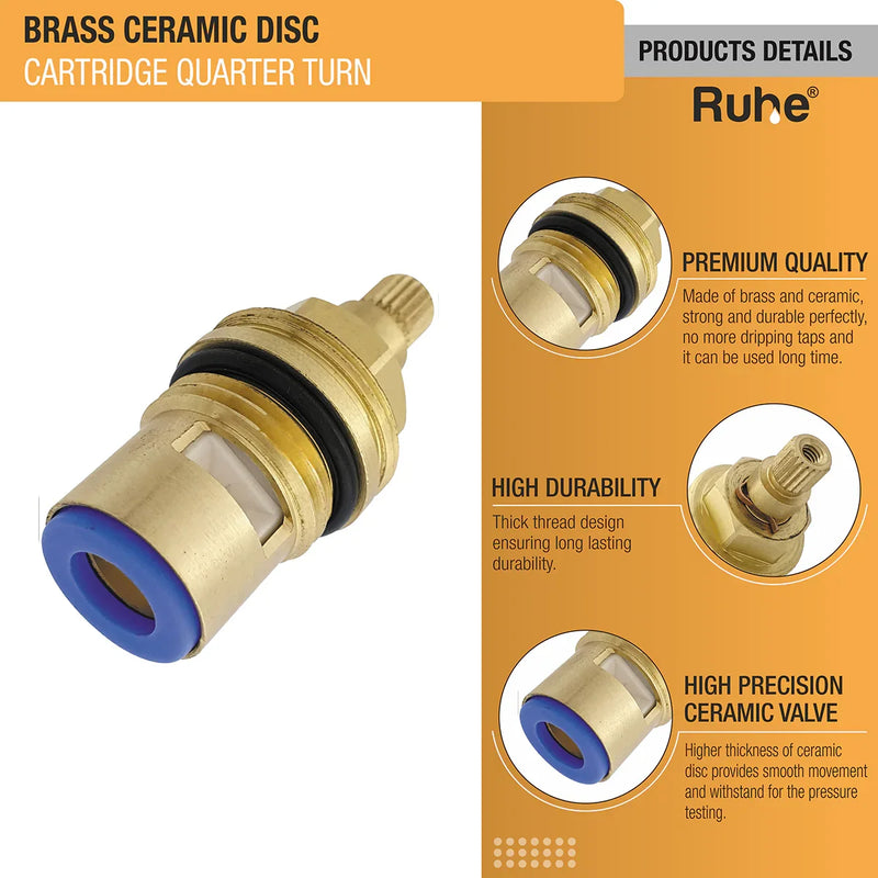 Brass Ceramic Disc Cartridge (Quarter-Turn) - by Ruhe