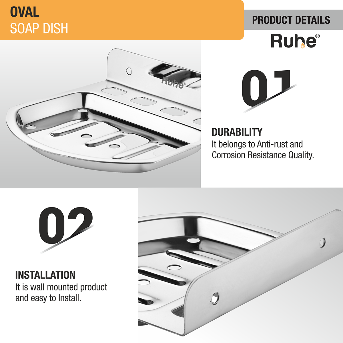 Oval Stainless Steel Soap Dish product details