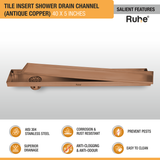 Tile Insert Shower Drain Channel (40 x 5 Inches) ROSE GOLD PVD Coated features and benefits