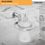 Solar Stainless Steel Soap Dispenser (Glass) installation