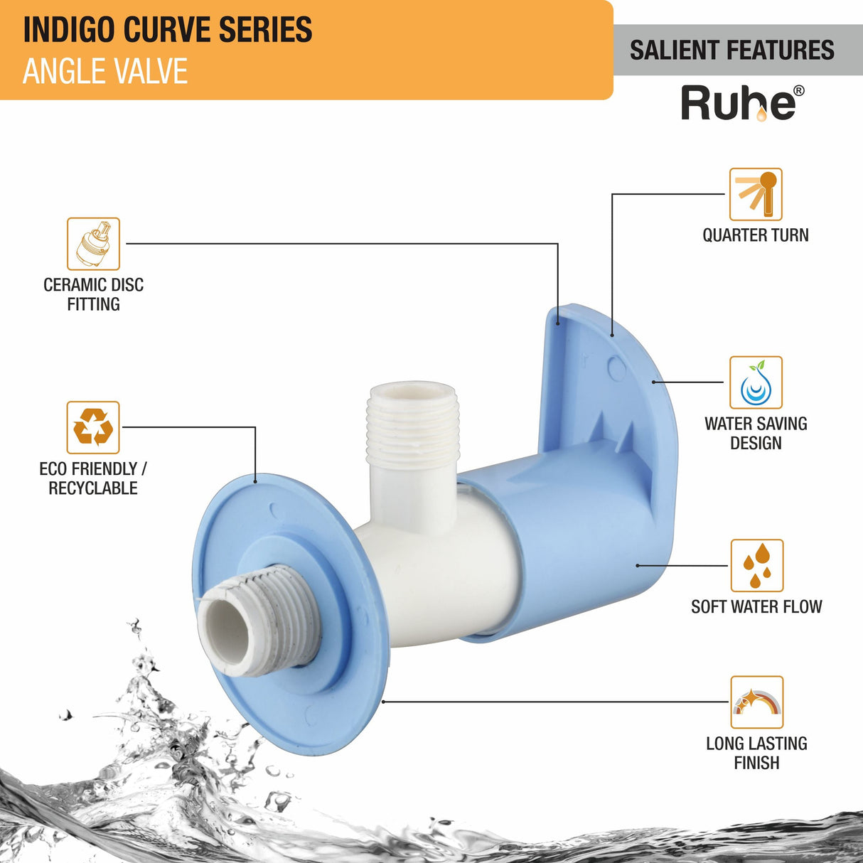 Indigo Curve Angle Valve PTMT Faucet - by Ruhe®