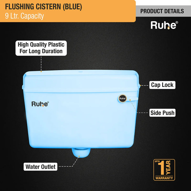 Blue Flushing Cistern (9 Ltr) - by Ruhe