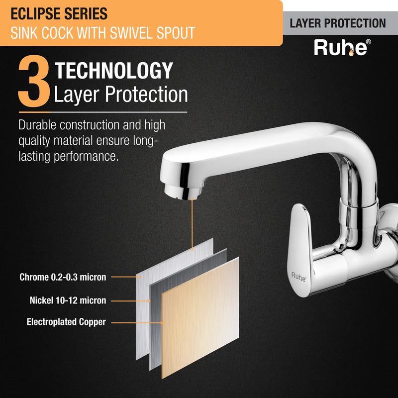 Eclipse Wall Mount Kitchen Sink Tap with Swivel Spout