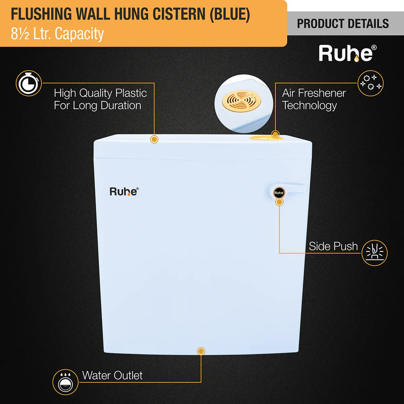 Flushing Wall Hung Cistern 8.5 Ltr. ( Blue) - by Ruhe