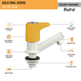 Gold Oval PTMT Pillar Cock Faucet features