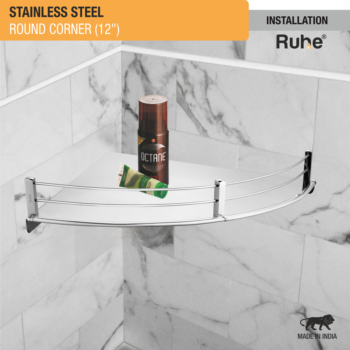 Round Stainless Steel Corner Shelf Tray (12 Inches) - by Ruhe®