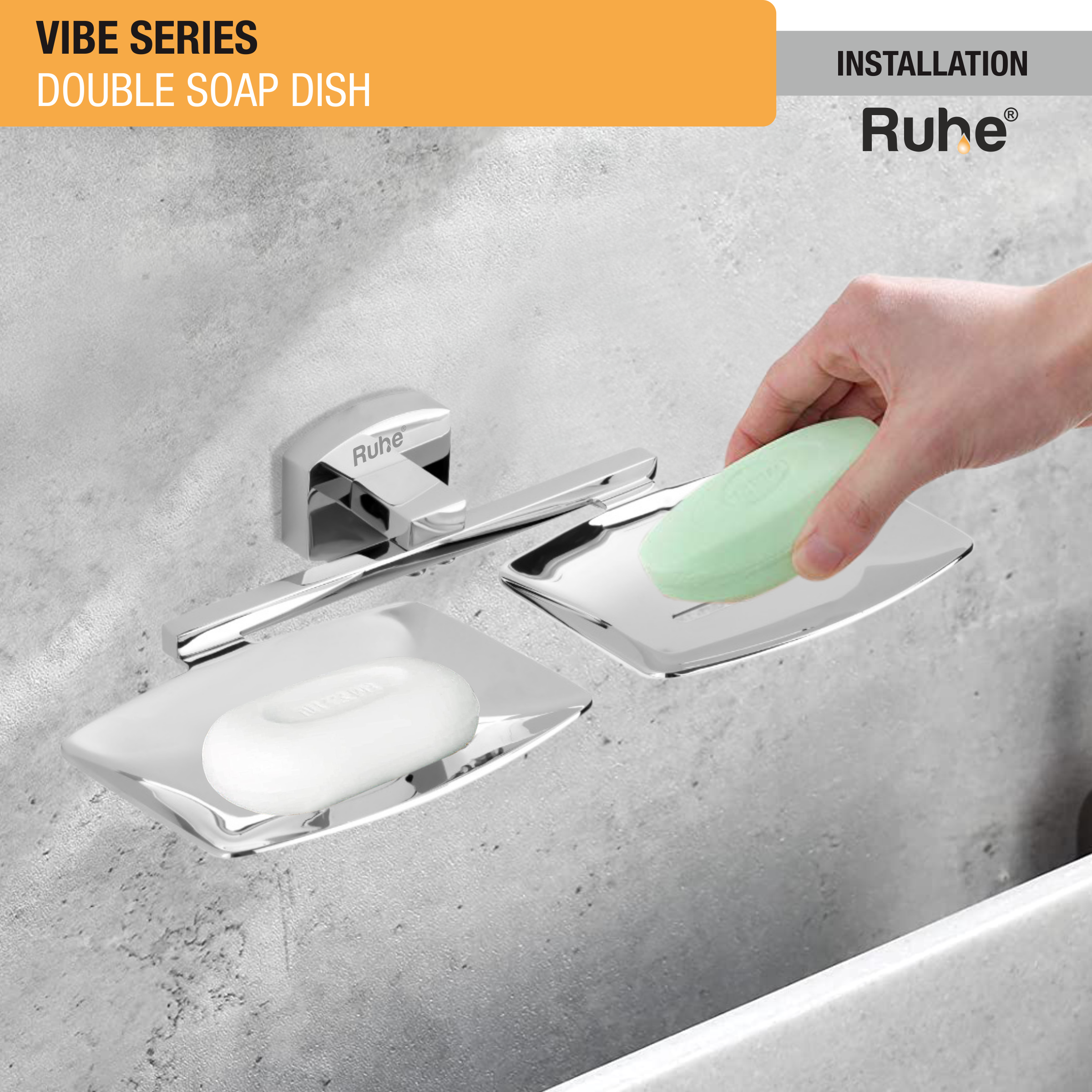 Vibe Brass Double Soap Dish installation