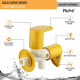 Gold PTMT 2 in 1 Angle Cock Faucet 4