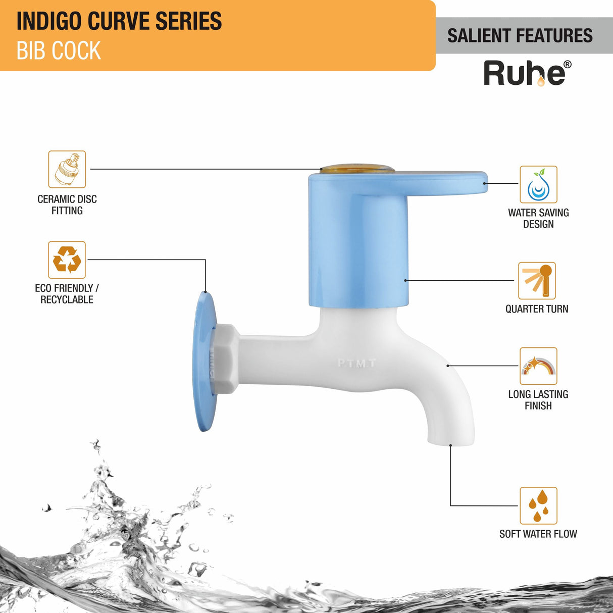 Indigo Curve Bib Tap PTMT Faucet - by Ruhe