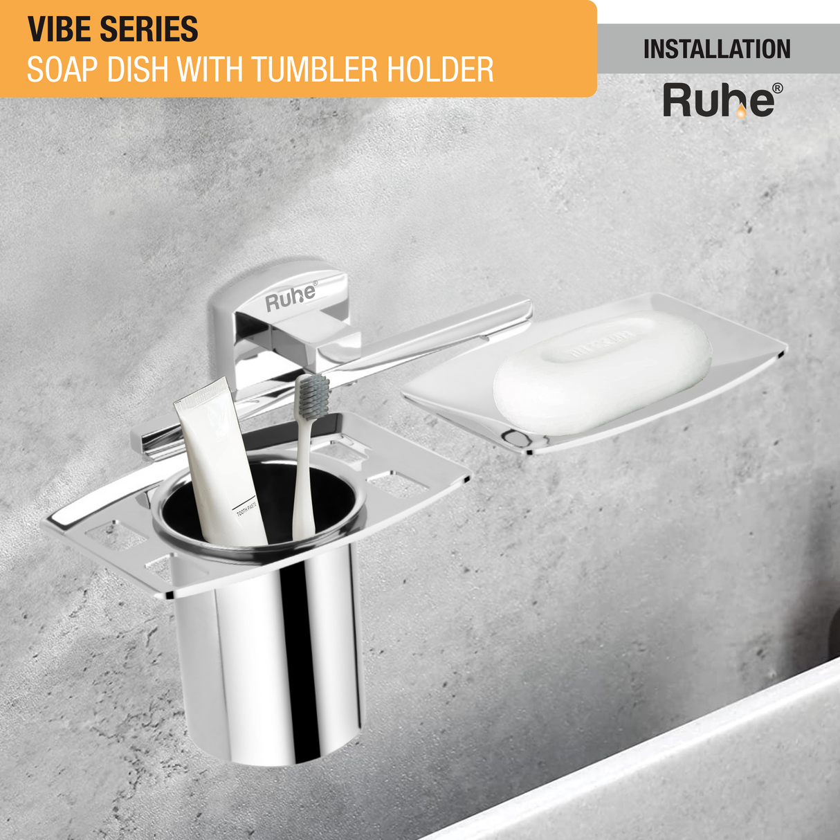 Vibe Brass Soap Dish with Tumbler Holder - by Ruhe®