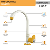 Gold Oval PTMT Swan Neck with Swivel Spout Faucet features