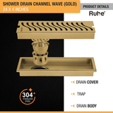 Wave Shower Drain Channel (24 x 4 Inches) YELLOW GOLD product details