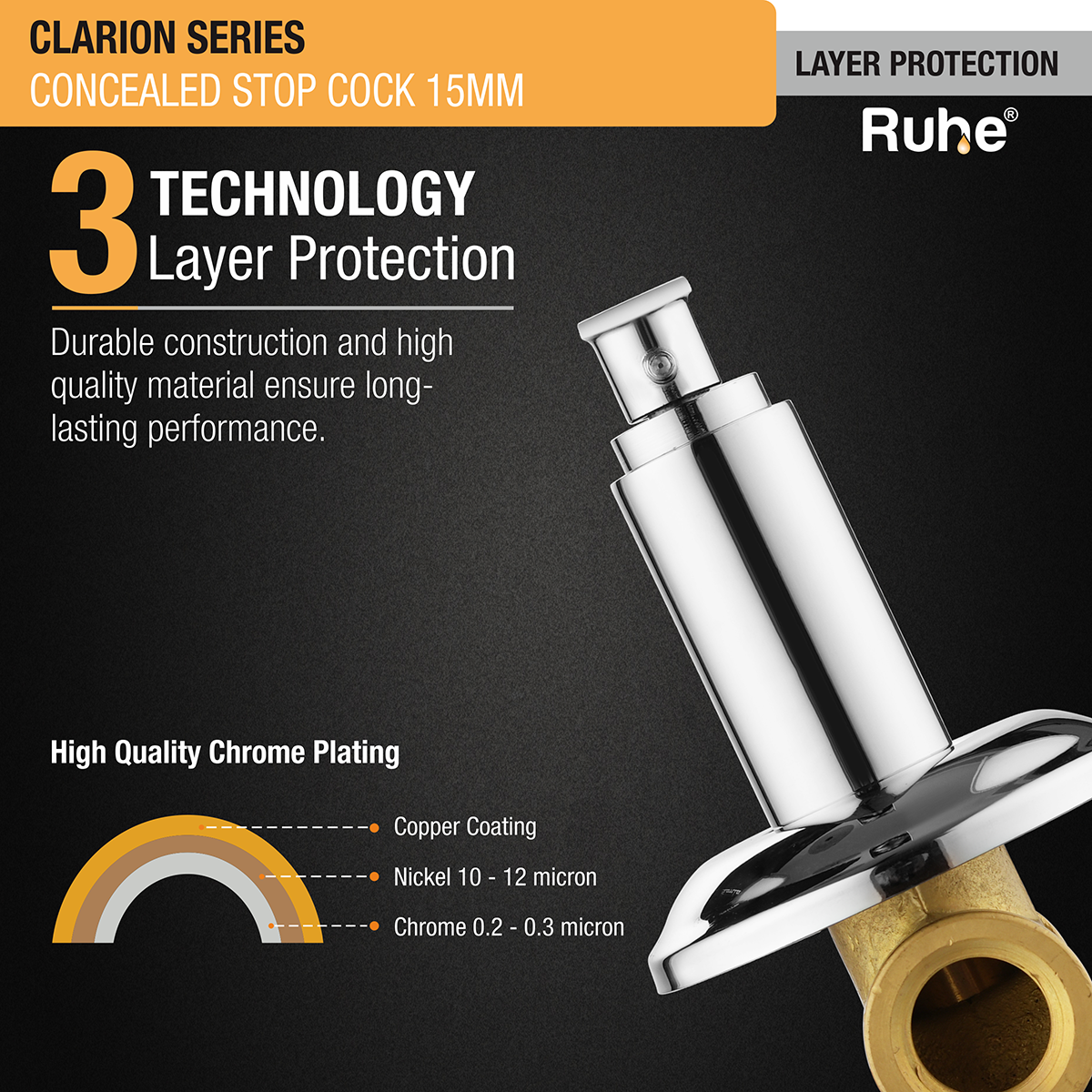 Clarion Concealed Stop Valve Brass Faucet (15mm)- by Ruhe®