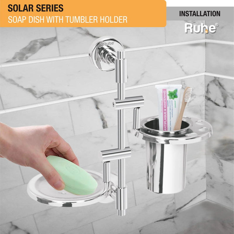 Solar Stainless Steel Soap Dish with Tumbler Holder - by Ruhe®