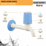 Indigo Round PTMT Bib Cock Long Body Faucet 4