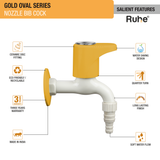 Gold Oval PTMT Nozzle Bib Cock Faucet features