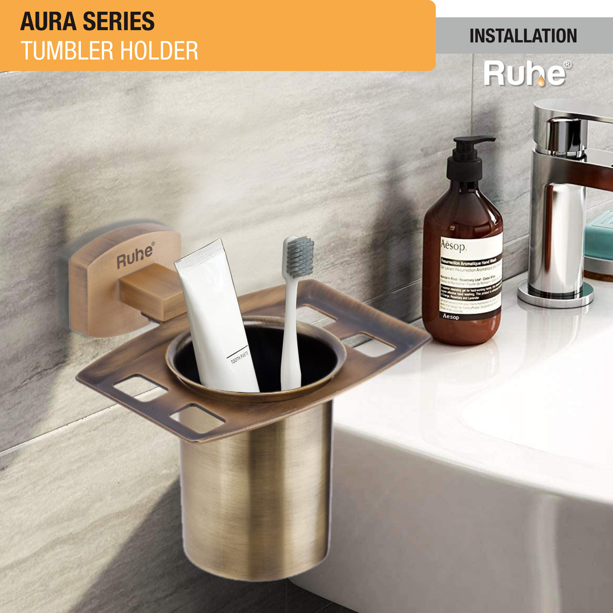 Aura Brass Tumbler Holder - by Ruhe®