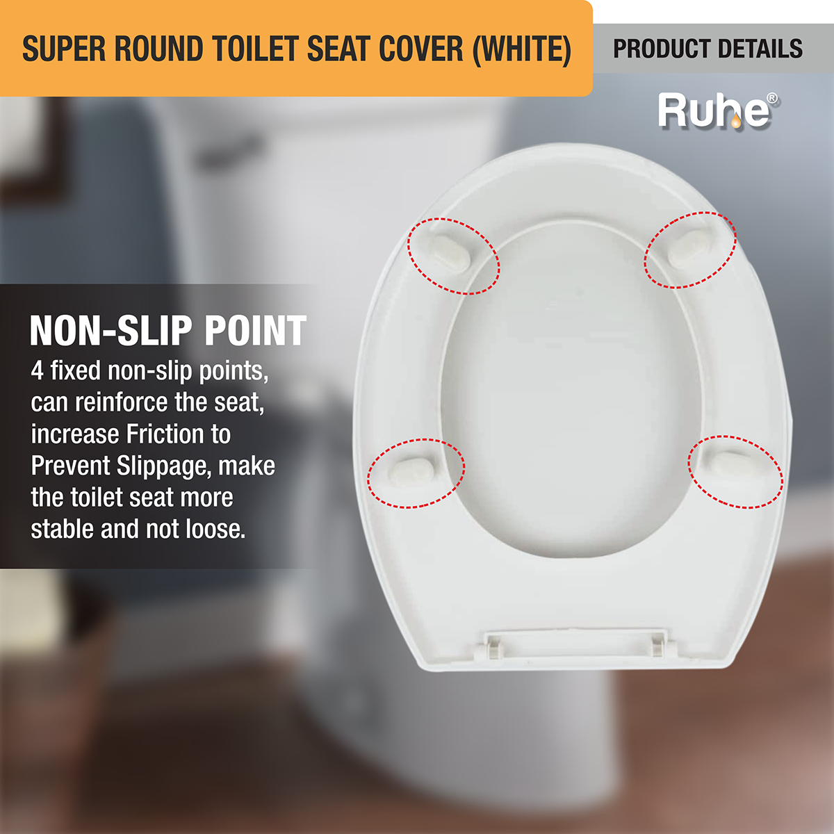 Super Round Toilet Seat Cover (White) - by Ruhe®