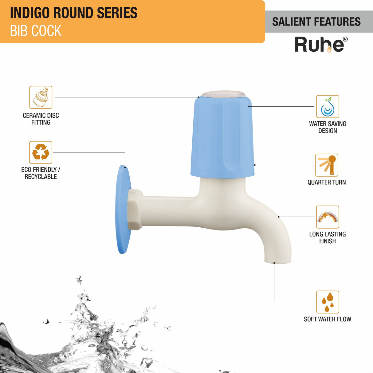 Indigo Round Bib Tap PTMT Faucet - by Ruhe