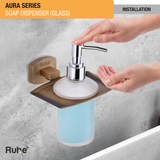 Aura Brass Soap Dispenser (Glass) installation