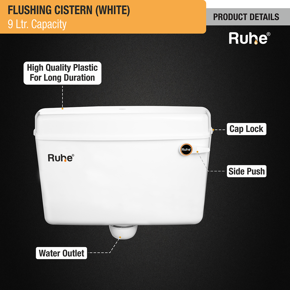 White Flushing Cistern (9 Ltr) product details
