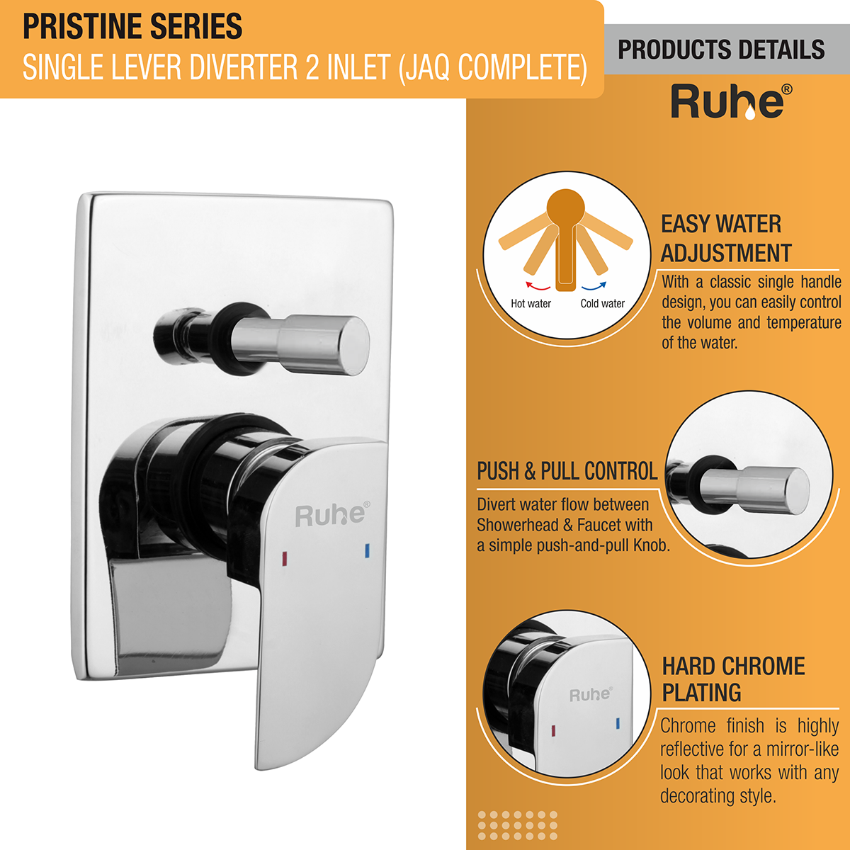 Pristine Single Lever 2-inlet Diverter (JAQ Complete Set) product details