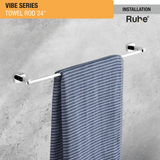 Vibe Brass Towel Rod (24 Inches) installed