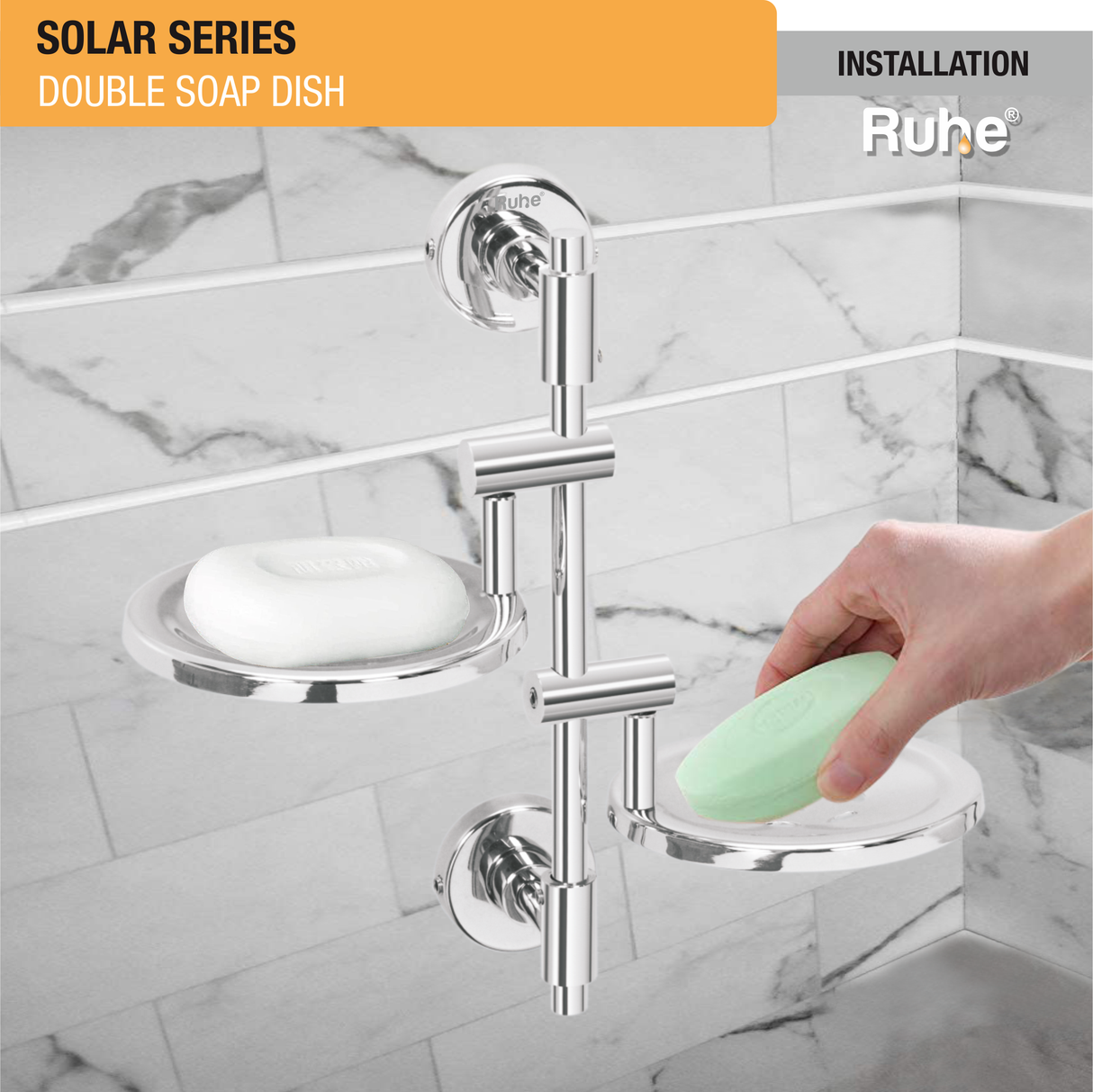 Solar Stainless Steel Double Soap Dish - by Ruhe®