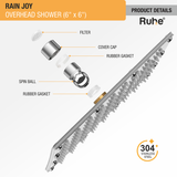 Rain Joy 304-Grade Overhead Shower (6 x 6 inches) product details