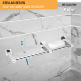 Stellar Stainless-Steel Soap Dish with Tumbler Holder installed