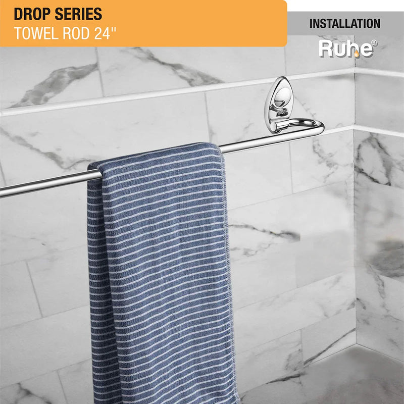 Drop Stainless Steel Towel Rod (24 Inches) - by Ruhe®