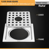 Check Floor Drain Square Flat Cut (6 x 6 Inches) with Hole product details