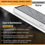 Marble Insert Shower Drain Channel (36 x 4 Inches) with Cockroach Trap (304 Grade) care and maintenance