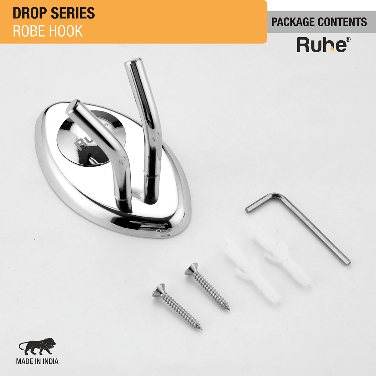 Drop Stainless Steel Robe Hook - by Ruhe®