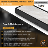 Tile Insert Shower Drain Channel (12 x 4 Inches) Black PVD Coated - by Ruhe®